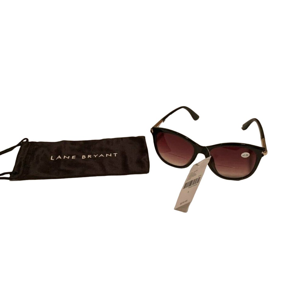 LANE BRYANT Cateye Tinted Reader Sunglasses +1.00 magnification BLACK